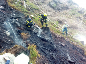 FOTO: Hasiči bojovali s lesním požárem, zásah komplikoval prudký svah