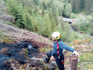 FOTO: Hasiči bojovali s lesním požárem, zásah komplikoval prudký svah