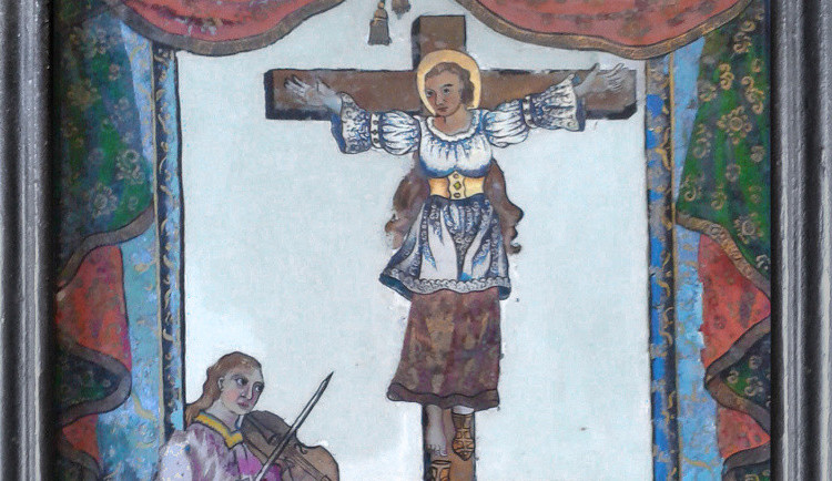 Svatá Starosta, ukřižovaná žena s plnovousem. Její příběh připomíná turnovské muzeum