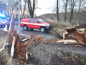 Vichřice porážela stromy na zaparkovaná auta, bez proudu je na Karlovarsku přes 40 tisíc domácností