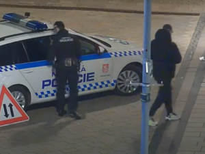 Rozjařená skupinka se fotila s ukradenou dopravní značkou přímo pod kamerou městské policie