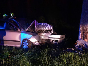 Řidič škodovky při nehodě na Karlovarsku nepřežil v noci náraz vozidla do stromu