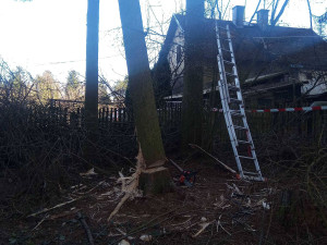 Hasiči odstraňovali strom, který hrozil pádem na dům. Ve stejný okamžik začalo v tom samém domě hořet
