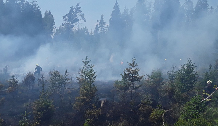 V okolí Šindelové na Sokolovsku hoří les, hasí se i ze vzduchu