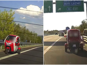 VIDEO: Muž v elektrické tříkolce si vesele frčel po rychlostní silnici, neměl registrační značky ani řidičák