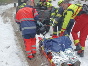 Lesního dělníka poranil padající strom. Práci záchranářů komplikoval těžko přístupný terén