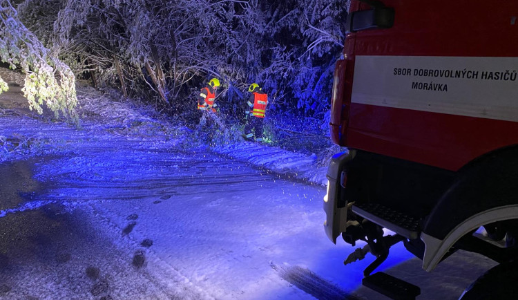 Sníh lámal stromy na Frýdecko-Místecku. Hasiči řešili desítky událostí