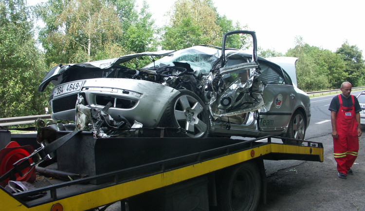 Automobil Ivana Hlinky krátce po tragické nehodě