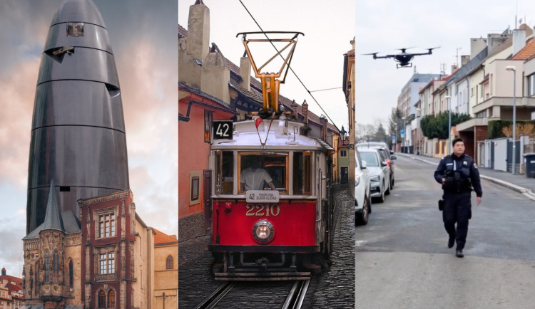 Brněnský orloj na Staromáku, tramvaj do Zlaté uličky a strážníci s drony. S aprílovými vtípky si v Praze vyhráli