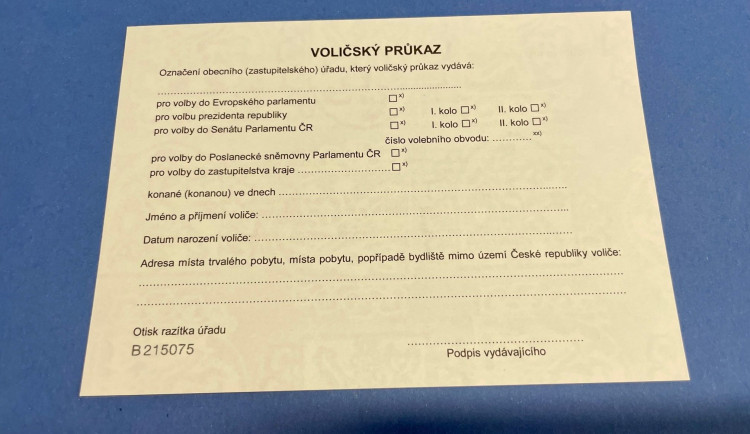 Zájem o voličské průkazy je v Moravskoslezském kraji vyšší než před čtyřmi lety