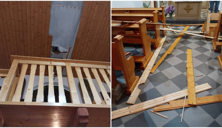 Střechou kostela se propadl muž se žloutenkou, svatostánek čeká dezinfekce