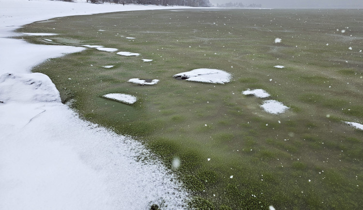 Led na Lipně se zabarvil do smaragdu. Vědci popsali vzácný zimní úkaz
