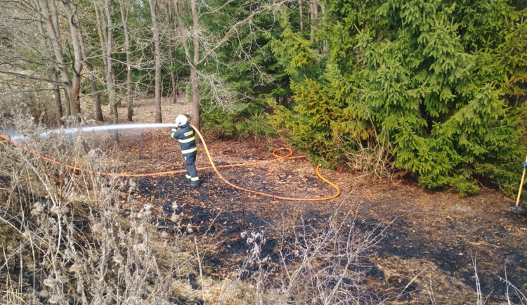VIDEO: U Vrbenských rybníků hasiči bojovali s požárem trávy. Na místě zasahovaly čtyři cisterny