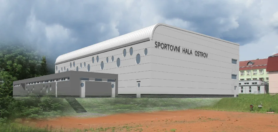 Studie jedné z variant nové sportovní haly v Ostrově
