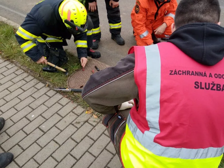 Záchrana koťat uvězněných v kanálu trvala deset hodin