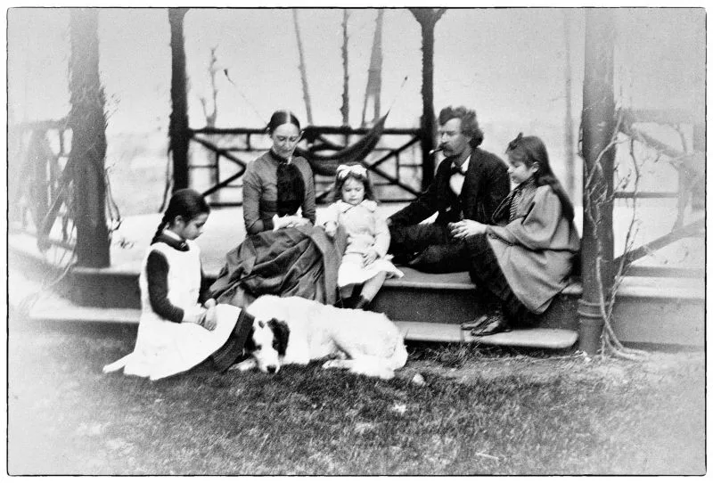 Mark Twain s rodinou v Mariánských Lázních