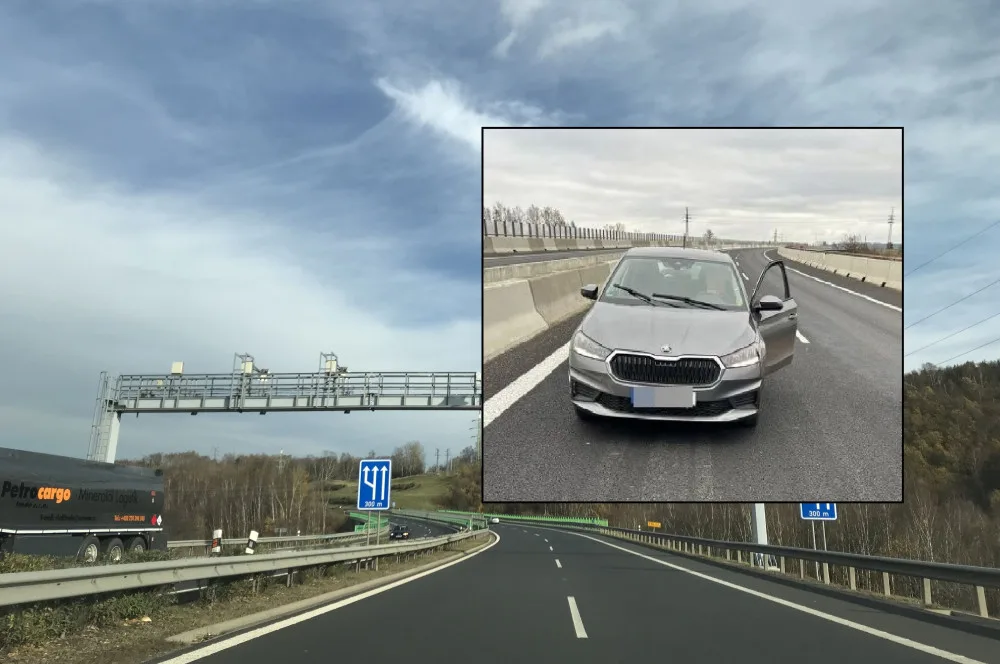 Osmdesátiletý cizinec jel v protisměru po dálnici D6 s vozem značky Škoda