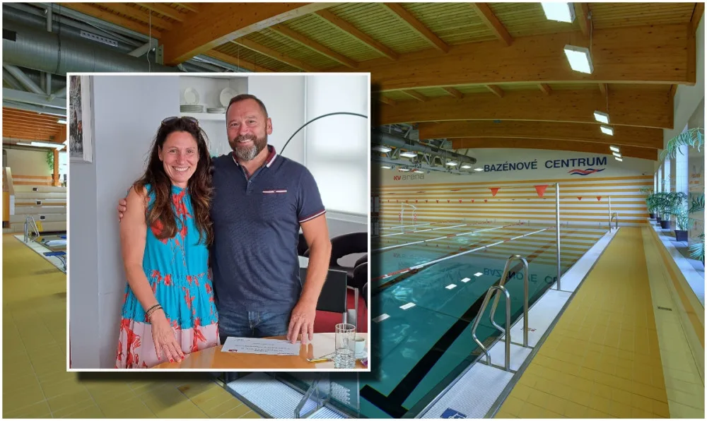 Primátorka města Karlovy Vary Andrea Pfeffer Ferklová a plavčík Rudolf Boris Mohlberg.