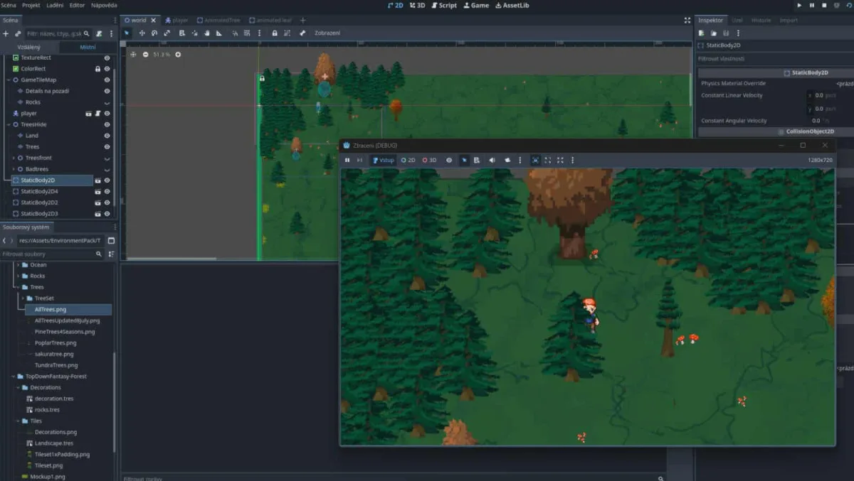 Screen z vývojářského prostředí