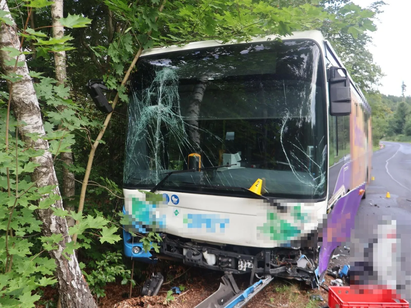 Řidička u Karlových Varů přejela do protisměru a čelně narazila do autobusu.