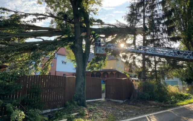 FOTO : Hasiče zaměstnal silný vítr, vyjížděli k desítkám případů