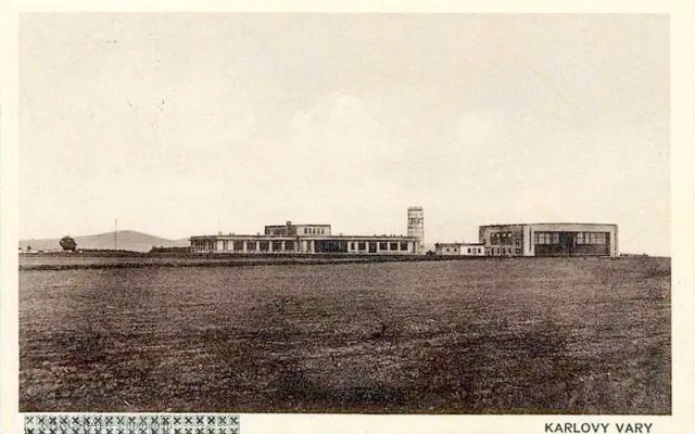 Celkový pohled na nově vybudované Letiště Karlovy Vary. 1931