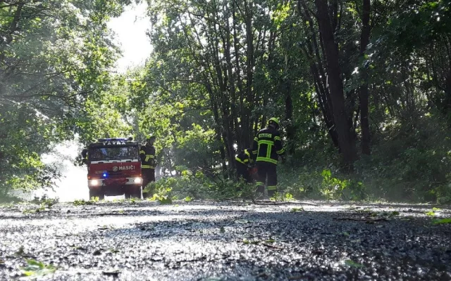 Bouře porážela stromy v Karlovarském kraji, ty poškodily auto, dům i hřbitov