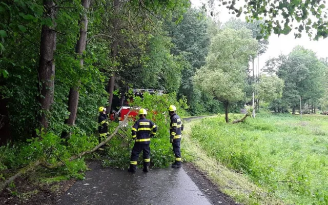 Bouře porážela stromy v Karlovarském kraji, ty poškodily auto, dům i hřbitov