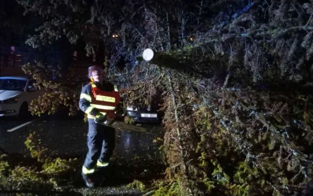 Vichřice porážela stromy na zaparkovaná auta, bez proudu je na Karlovarsku přes 40 tisíc domácností