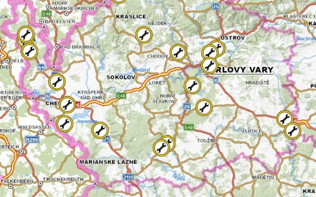 Mapa zásahů, která ovšem zdaleka není konečná