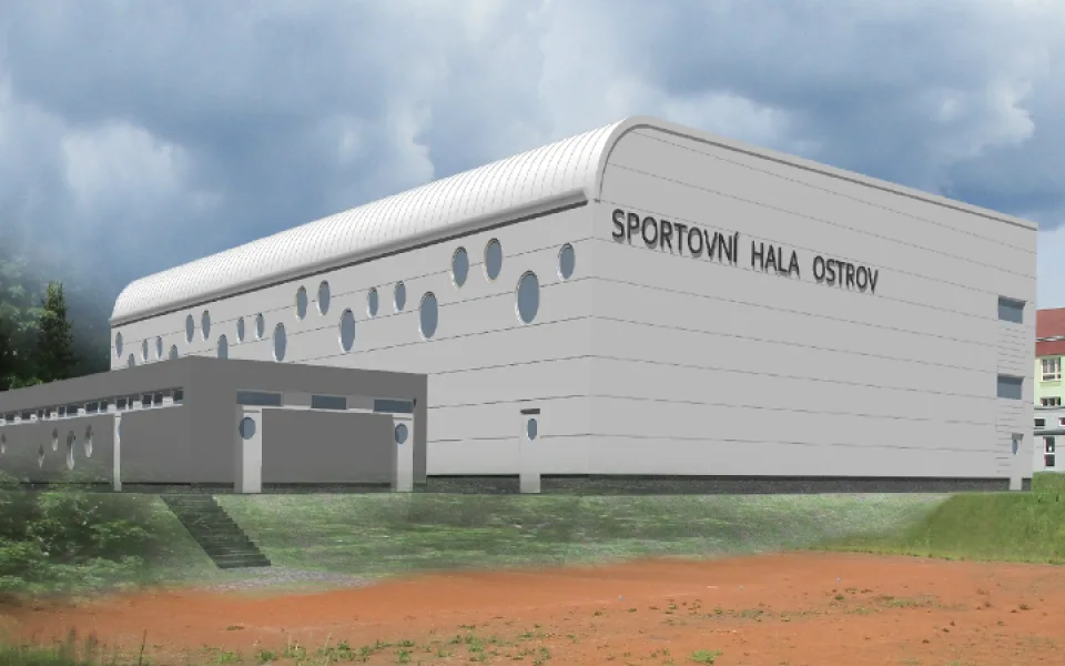 Studie jedné z variant nové sportovní haly v Ostrově