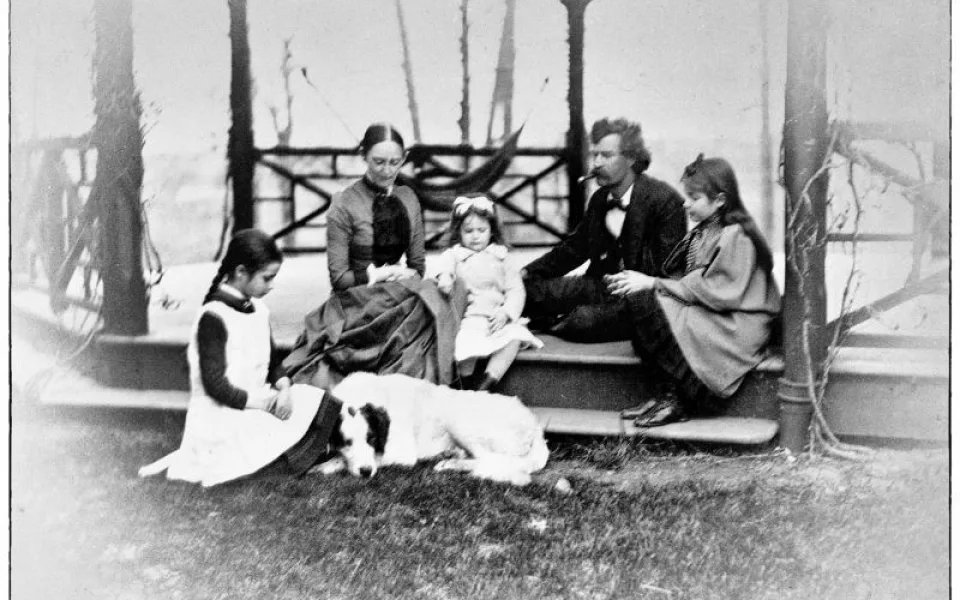 Mark Twain s rodinou v Mariánských Lázních