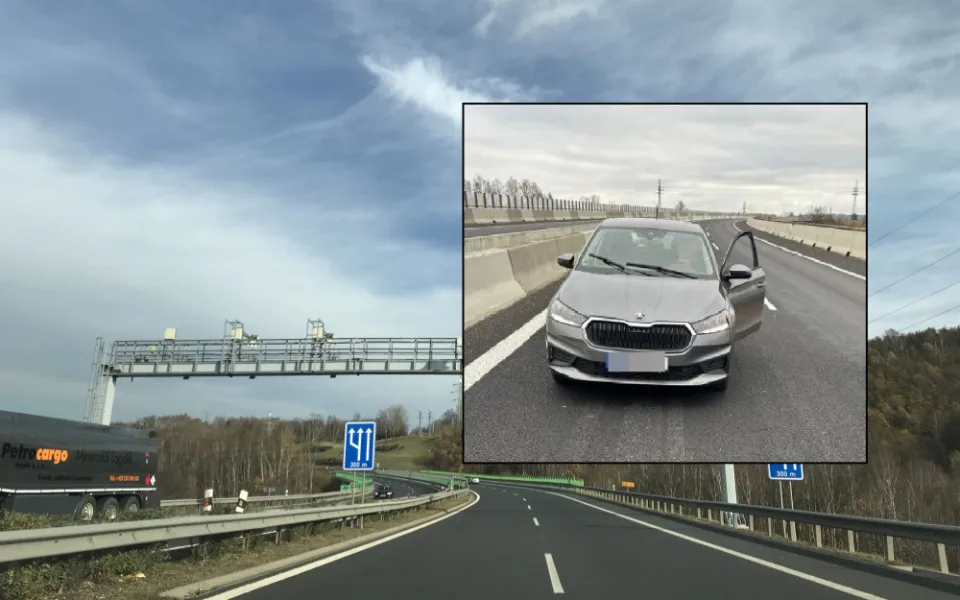Osmdesátiletý cizinec jel v protisměru po dálnici D6 s vozem značky Škoda