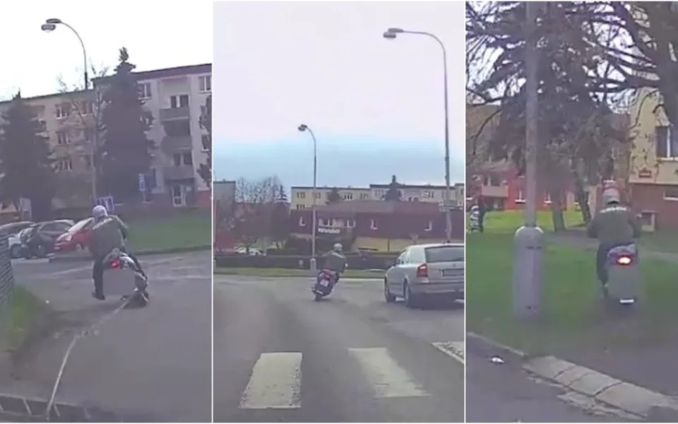 VIDEO: Zfetovaný muž se na skútru snažil ujet policii, neměl ani řidičák