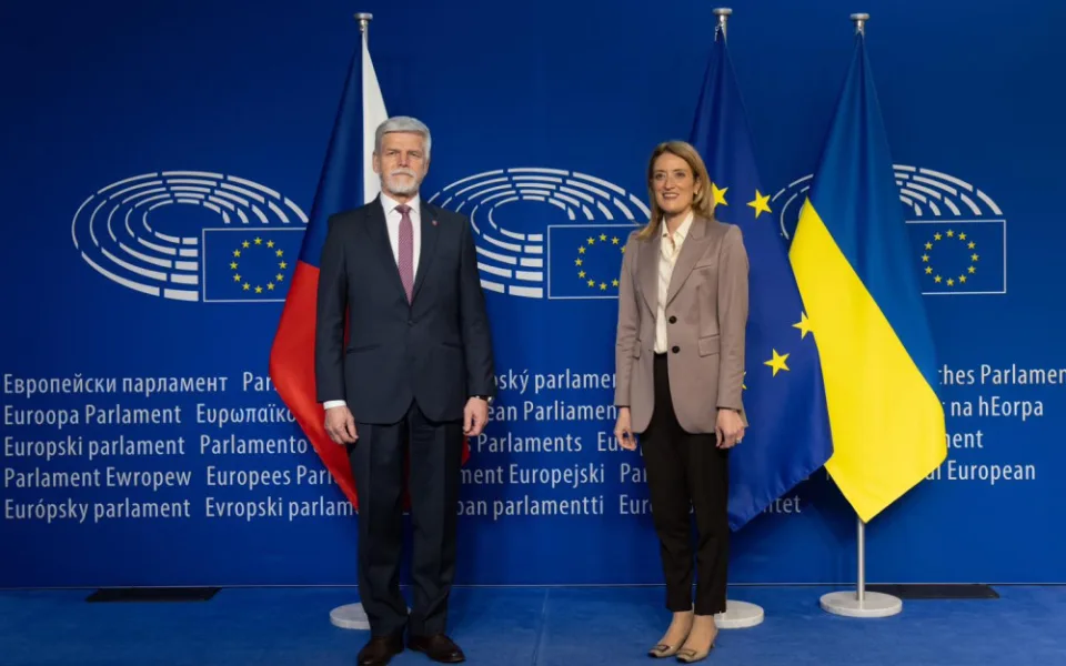 Petr Pavel a Roberta Metsola v Bruselu