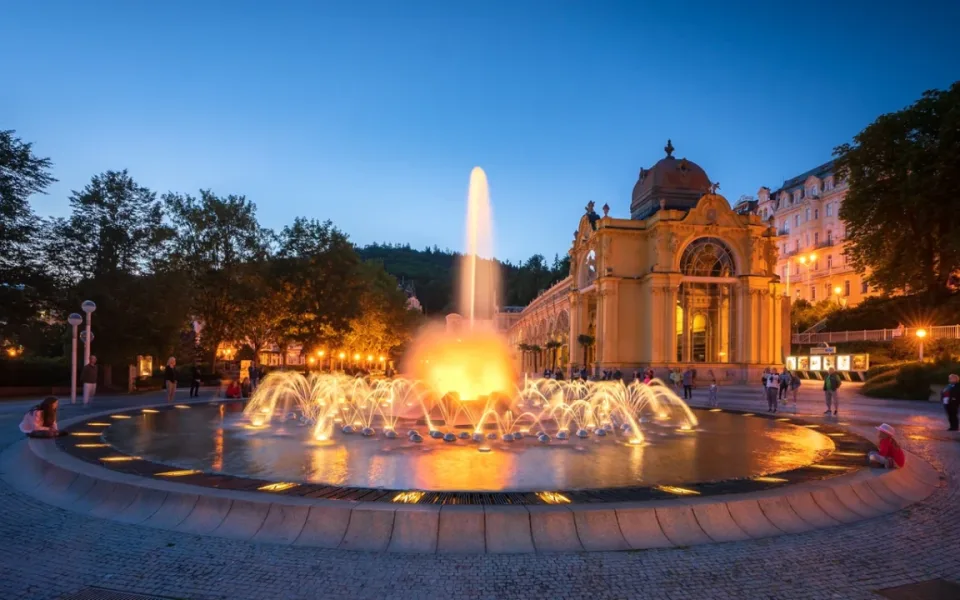 Po modernizaci se opět rozzářila a rozezněla mariánskolázeňská Zpívající fontána.